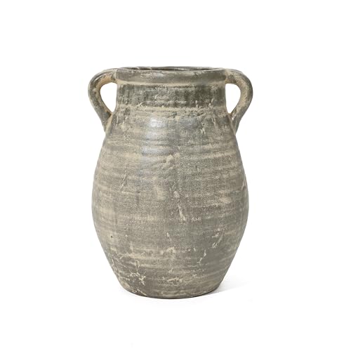 LuxenHome Rustic Ceramic Vase,12.5'' Tall Brown Terracotta Jug Pottery for Dining Table Decor,Farmhouse Decorative Flower Vase Shelf Decor Living Room Home Decor - color: Brown 12''