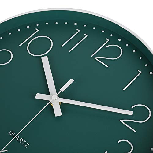 jomparis 12 Inch Silent Non-Ticking Battery Operated Round Wall Clock Easy to Read Peacock Color Wall Clocks - color: 1 Pack - Peacock, size: 12 Inch