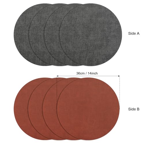 Myir JUN 14" Round Placemats Set of 4, Reversible Dual-Color Place Mats - color: Gray Terracotta