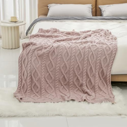 Premium Minky Throw Blanket, Soft Plush Lightweight Cozy Touch - color: Cable Knit Beige, size: Kids(40″x50″)