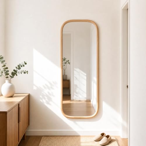 18x48 Inch Oval Full Length Wall Mirror Oblong Wood Frame Floor Mirror