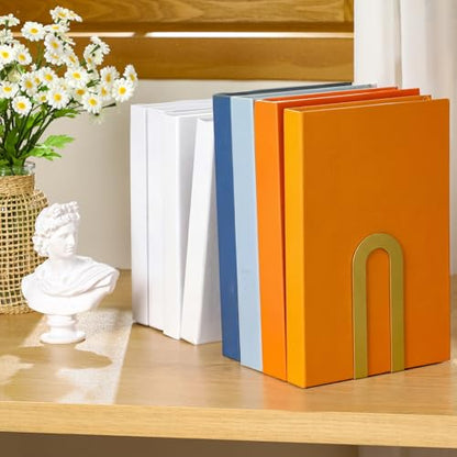 Chunful 12 Pcs Gold Metal BookEnds Shelves, 5.5 x 3.75 x 2.25 in - color: Gold, size: 5.5*3.75*2.25inch