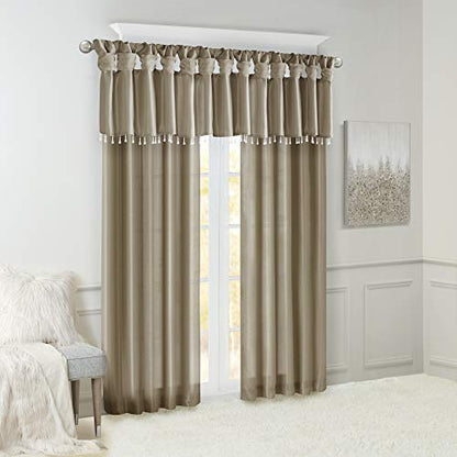 Madison Park Faux Silk Valances for Windows with Beads, 50x26 Pewter - color: Pewter, size: 50"W x 26"L (Pack of 1), style: Valance