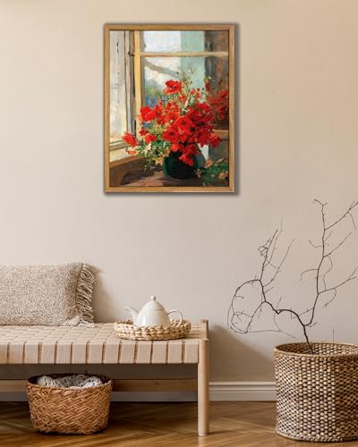 UPWOIGH Olga Wisinger-Florian Poppies Framed Wall Art, 12 x 16 Inch - color: Red Poppies, size: 16"L x 12"W