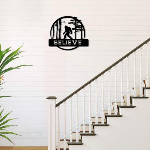 DUOOLN Big Foot Sasquatch Metal Wall Decor Art, Mountain Hunting Home Sign - color: Black - Big Foot Sasquatch