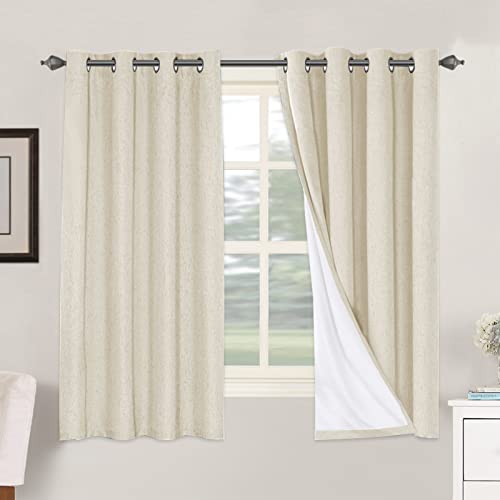 H.VERSAILTEX 100% Blackout Curtains for Bedroom Thermal Insulated Linen Textured Curtains Heat and Full Light Blocking Drapes Living Room Curtains 2 Panel Sets, Bleached Sand, 52x63 Inch - color: Bleached Sand, size: 52"W x 63"L (Pack of 2)