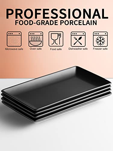 Gomakren Black Serving Platters 10 Inch Rectangular Serving Dishes Set of 4 - color: Black, size: 10 Inch (Set of 4 Platters)