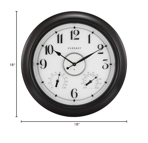 CLXEAST 18 Inch Large Illuminated Outdoor Clocks Waterproof - color: Oil Rubbed Bronze Black