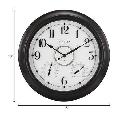 CLXEAST 18 Inch Large Illuminated Outdoor Clocks Waterproof - color: Oil Rubbed Bronze Black