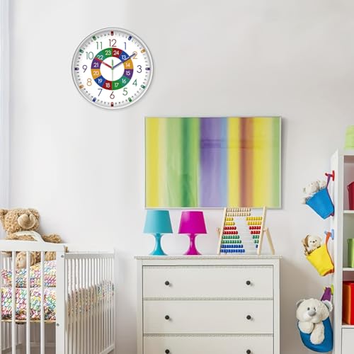 XFM Wall Clock for Kids Teaching Time 8 Inch Silent - color: Colorful5, size: 8 Inch-1pcs
