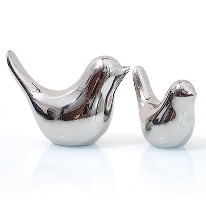 Notakia Silver Bird Figurines Set of 2 Small Bird Statues Home Decor - color: 2pcs Silver Birds