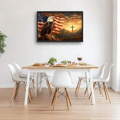 Trulave Large Bald Eagle American Flag Wall Art for Living Room 36''x24'' - color: Bald Eagle, size: 36"L x 24"W