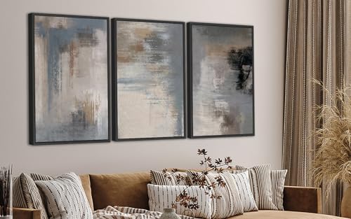 Large Framed Abstract Wall Art, Modern Grey Canvas Prints, 24"x36"x3 - color: grey, size: 24" X 36" X 3pcs Framed