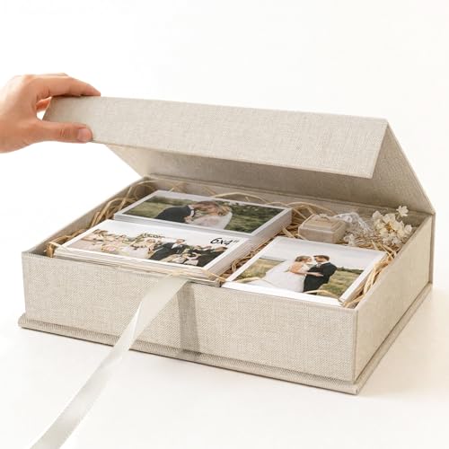 Photo Storage Box 8x10, Memory Box - Beige - color: Beige, size: 8"x10"