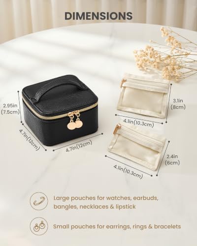 Lolalet Travel Jewelry Organizer for Women, Jewelry Case with Mirror - color: Black