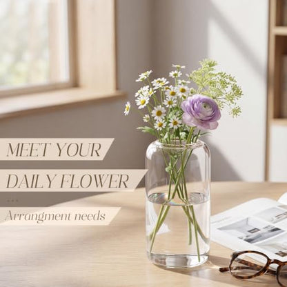 12pcs Bulk Glass Bud Vases for Centerpieces 5 Inch Clear Cylinder Vases Small Flower Vase for Wedding Party Event Table Decor Home Floral Arrangement