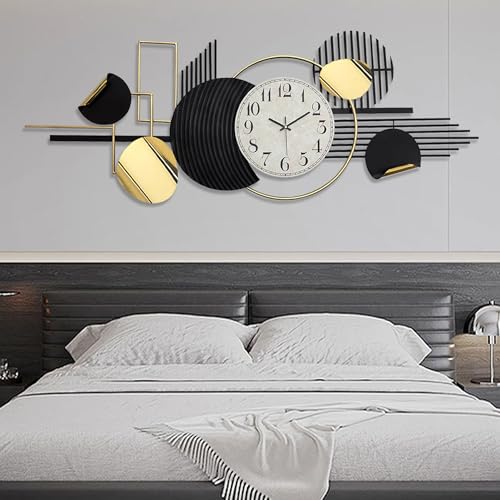 Modern Large Wall Clock Decorative Metal Art for Living Room