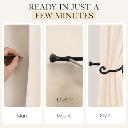 RTZEN Metal Curtain Tiebacks, Drapery Holders for Wall, 2 Pcs - size: Medium, style: Classic