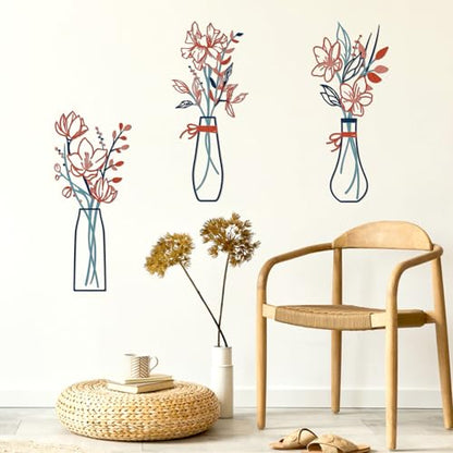 Zzbakress 3 Pieces Metal Flowers Wall Art for Bathroom (Blue Orange) - color: Blue Orange