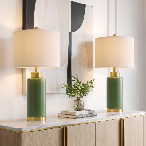 USumkky 25'' Ceramic Table Lamps Set of 2 for Bedroom Living Room Green - color: 25" Green-2 Pack