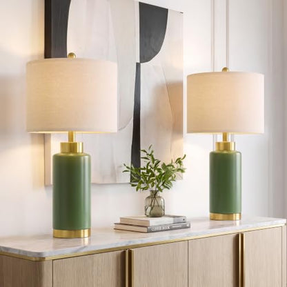 USumkky 25'' Ceramic Table Lamps Set of 2 for Bedroom Living Room Green - color: 25" Green-2 Pack