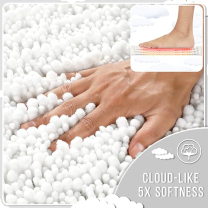 Yimobra White Bathroom Rugs Sets 2 Piece, Super Absorbent Bath Mat Set - color: White, size: 32''x20''+24''x17''
