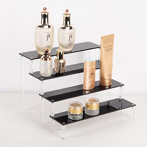 Acrylic Stands for Display,4 Tier Black Cupcakes Perfumes Figurines Display Stand Risers Shelf for Decoration and Organizer - size: 4 tier