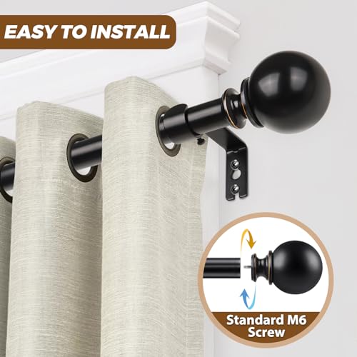 KAMANINA Finials for Curtain rods 7/8 and 3/4 Inch, M6 Screws, 2 Pcs Black