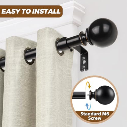 KAMANINA Finials for Curtain rods 7/8 and 3/4 Inch, M6 Screws, 2 Pcs Black