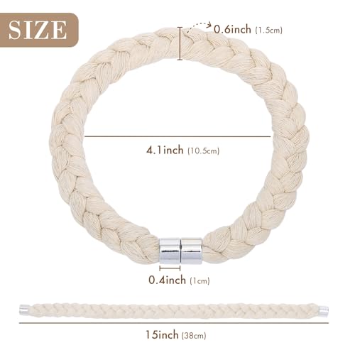 NICEEC 4 Pack Natural Cotton Rope Magnetic Curtain Tiebacks Elegant Twisted Braid Style Drape Tie Backs Soft Hand-Woven Rope Curtain Holdbacks for Home & Office Window Draperies (Beige-01) - color: Beige-01, size: 4 Pack