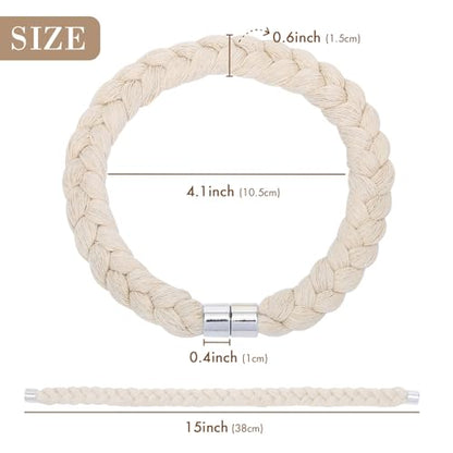 NICEEC 4 Pack Natural Cotton Rope Magnetic Curtain Tiebacks Elegant Twisted Braid Style Drape Tie Backs Soft Hand-Woven Rope Curtain Holdbacks for Home & Office Window Draperies (Beige-01) - color: Beige-01, size: 4 Pack