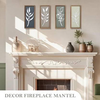 3D Tree Leaf Wooden Framed Boho Wall Art (Set of 4) - color: Multi Colors, size: 7"X16"