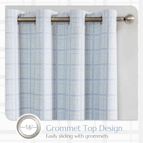 Beauoop Blue Plaid Jacquard Blackout Curtains for Bedroom 52x63 2 Panels - color: Blue, size: 52"W x 63"L (Pack of 2)