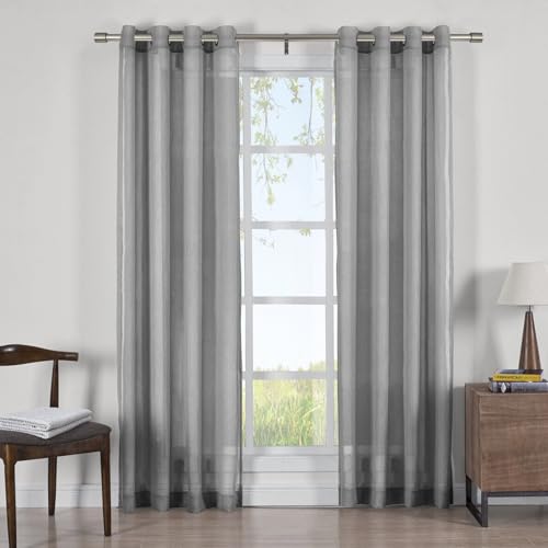 Heavy Duty Curtain Rods Extra Long 144 to 240 Inch, Single Drapery Rods with Cap Finials, 1-Inch Window Treatment Curtain Rod Telescoping, Brushed Nickel - color: Brushed Nickel, size: 144-240"