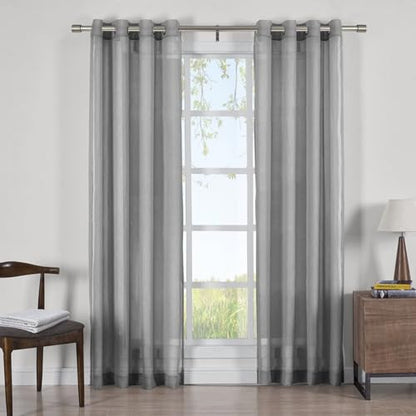 Heavy Duty Curtain Rods Extra Long 144 to 240 Inch, Single Drapery Rods with Cap Finials, 1-Inch Window Treatment Curtain Rod Telescoping, Brushed Nickel - color: Brushed Nickel, size: 144-240"