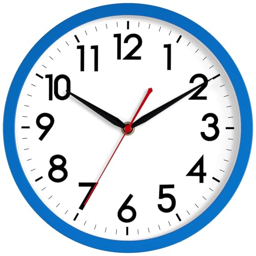 AKCISOT 10 Inch Wall Clock, Silent Battery Operated Analog Clock, Blue - color: G_blue, size: 10 Inch