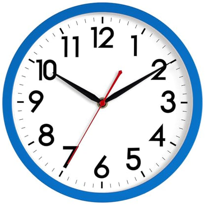 AKCISOT 10 Inch Wall Clock, Silent Battery Operated Analog Clock, Blue - color: G_blue, size: 10 Inch