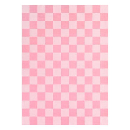 GarveeHome Checkered Pink 6x9 Washable Girls Rug Low-Pile Bedroom Nursery - color: Blush Pink, size: 6' x 9' (Rectangular)
