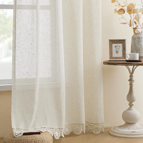 Gibelle Beige Boho Bedroom Curtains 84 Inch Length, Farmhouse Linen Curtains for Living Room, Bohemian Country Window Curtain Panels Tassel Draperies, 56’’W x 84’’L - color: Beige, size: 56"W x 84"L (Pack of 1)