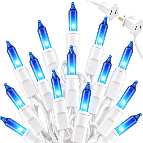 Brightown Blue Christmas Mini String Lights, 100-Count 20ft Incandescent Bulb Halloween Fairy Lights for Indoor Holiday Decor, Christmas Tree Garland Wedding Party Multi-Use Decoration, White Wire - color: Blue, size: 100 Count