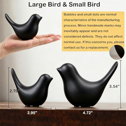 2 Pcs Small Birds Statues Home Decor Ceramic Black Bird Figurines - color: 2 Pcs Blackbirds