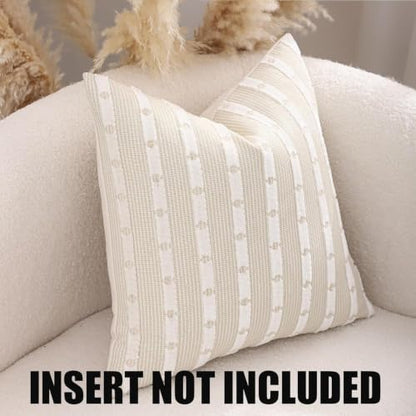 Beige Boho Outdoor Throw Pillow Covers 20x20 Set of 2 - color: Beige, size: 20" x 20" (Pack of 2)