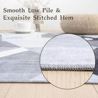 HOMFINE Washable Modern Area Rug - Geometric Style 8x10 Rugs for Living Room, Bedroom, Machine Washable Rug Soft Non Slip Non Shedding Area Rug - Grey, 8'x10' - color: Grey, size: 8' x 10' (Rectangular)