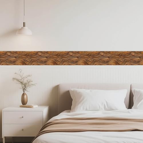 IVN Wallpaper Border Peel and Stick Wall Rustic Wood Grain 4x196 Inch - color: Rustic Wood Grain