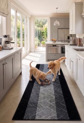 Hallway Runner Rug, 2'7" x 8' Washable Non-Slip Carpet Runner, Custom Size - color: Zigzag-grey, size: 2'7" x 8' (Runner)