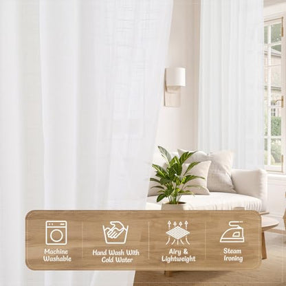 LAMIT White Sheer Linen Curtains 24 Inch Length for Cafe, 25 x 24 Inch - color: White, size: 25"W x 24"L (Pack of 2)