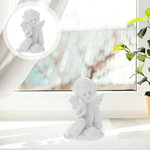 White Angel Figure Adorable Angel Decor Statue Resin Angel Sculpture