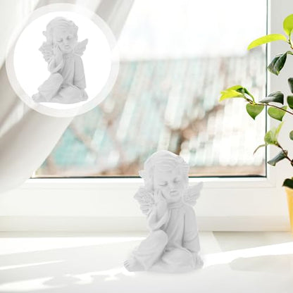 White Angel Figure Adorable Angel Decor Statue Resin Angel Sculpture