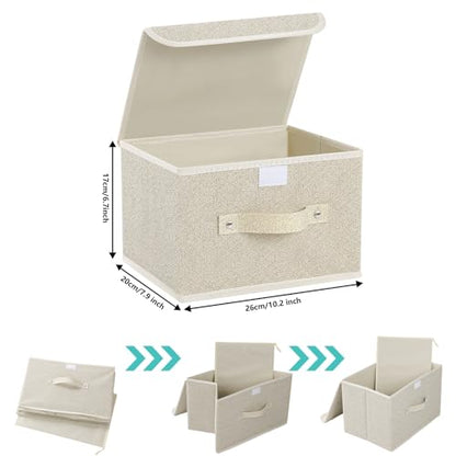 Storage Bins with Handles,Grey and Beige,10.2x7.9x6.7in,1 Pack - color: Beige/Gray, size: 10.2x7.9x6.7in(1-pack)