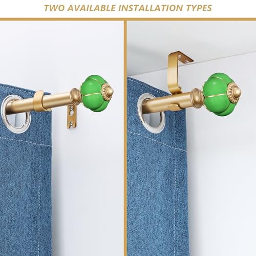 Ceramic Curtain Rods for Windows 18 to 55 Inch 1 Inch Adjustable - color: Gold Green, size: 18"-55"